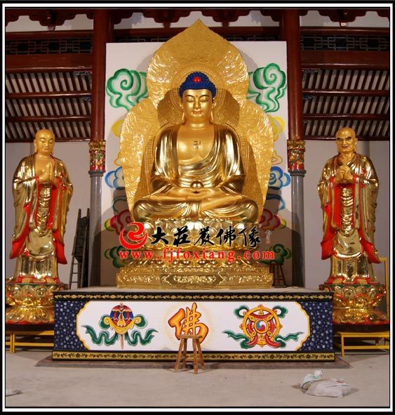 一佛二弟子貼金佛像 一佛二弟子貼金佛像